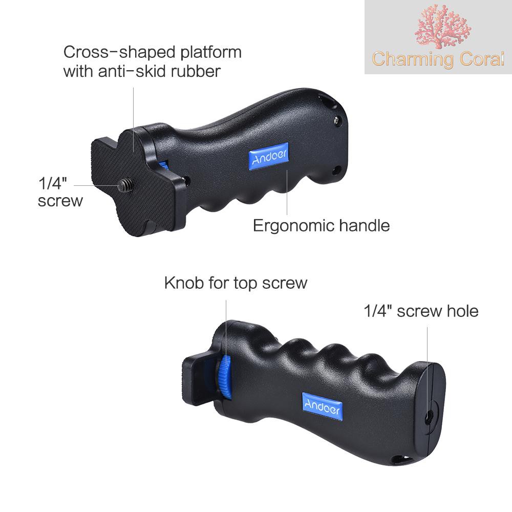 CTOY Andoer Cross-shaped Mini Universal Handheld Grip Handheld Stabilizer Holder + Adjustable Phone Holder with 1/4" Screw Mounts for 5.5-8.5cm Smartphone for GoPro Sony Xiaomi Action Camera DV Camera Light Camcorder for Trip