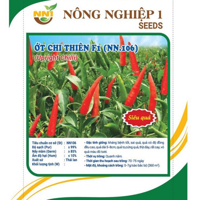 Hạt Giống Ớt Chỉ Thiên Cao Sản - 0,5gr ~ 120 Hạt - Học Viện Nông Nghiệp Việt Nam