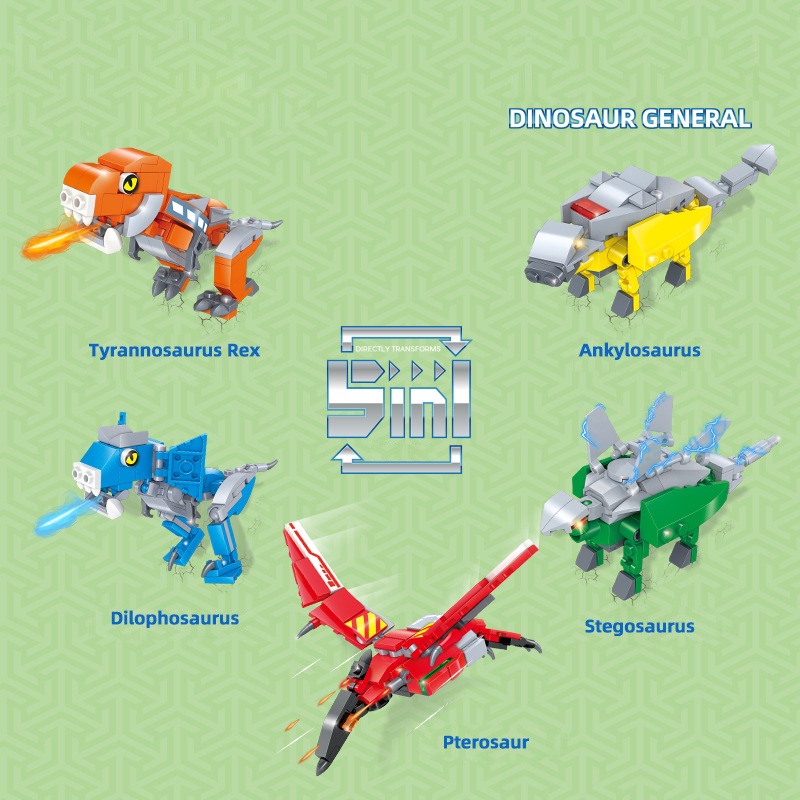 Bộ đồ chơi lắp ráp mô hình khủng long SLUBAN 5 trong 1 cho bé