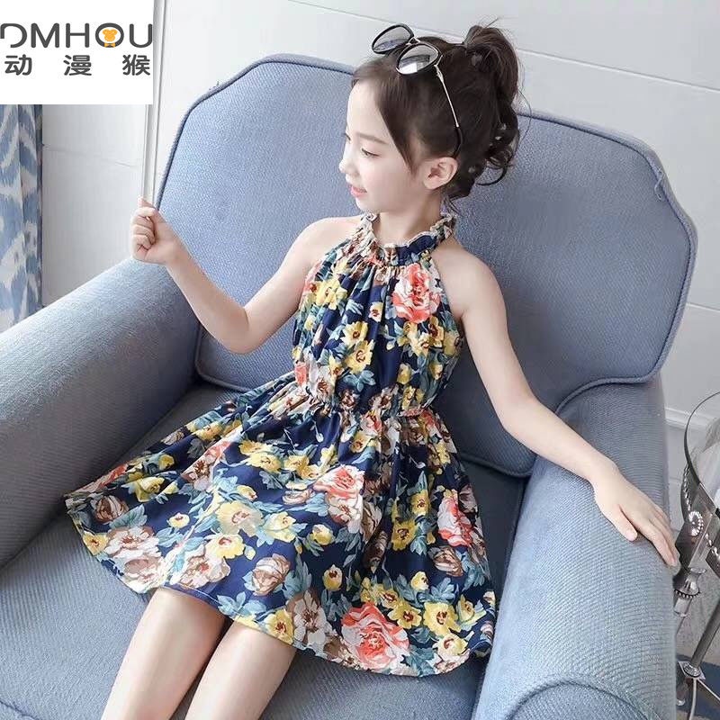 Girls' dress children's floral suspender dress summer dress 2021 new skirt little girl's pure cotton Princess Dress