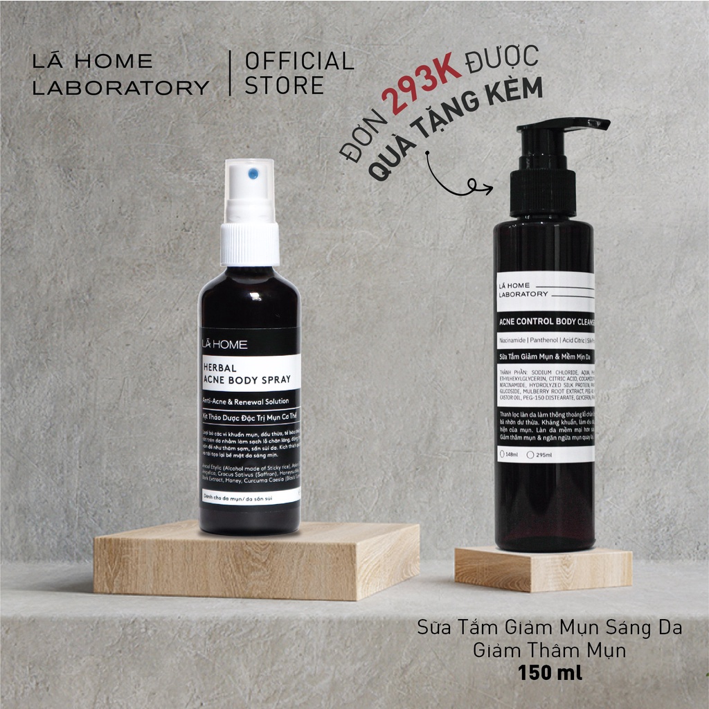 Xịt Giảm Mụn Lưng Mụn Cơ Thể - Herbal Acne Body Spray Lá Home