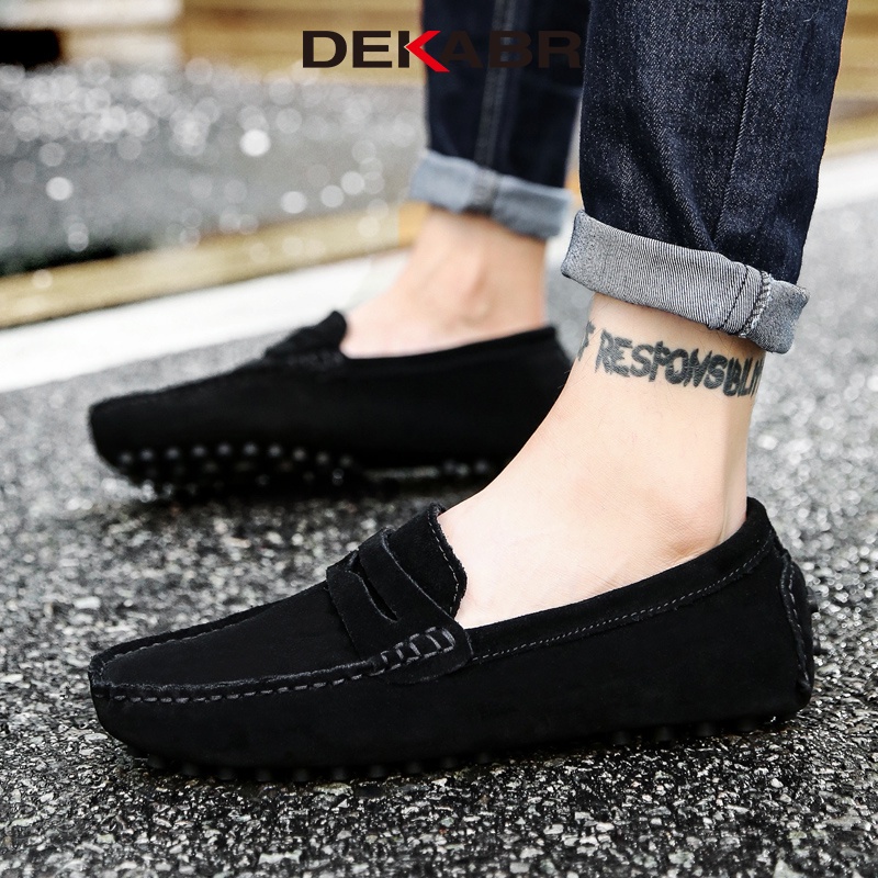 Dekabr Thương hiệu Thời trang Mùa hè Phong cách mềm mại Moccasins Nam Giày lười Da thật Giày chất lượng cao Nam Giày bệt Giày lái xe lông thú