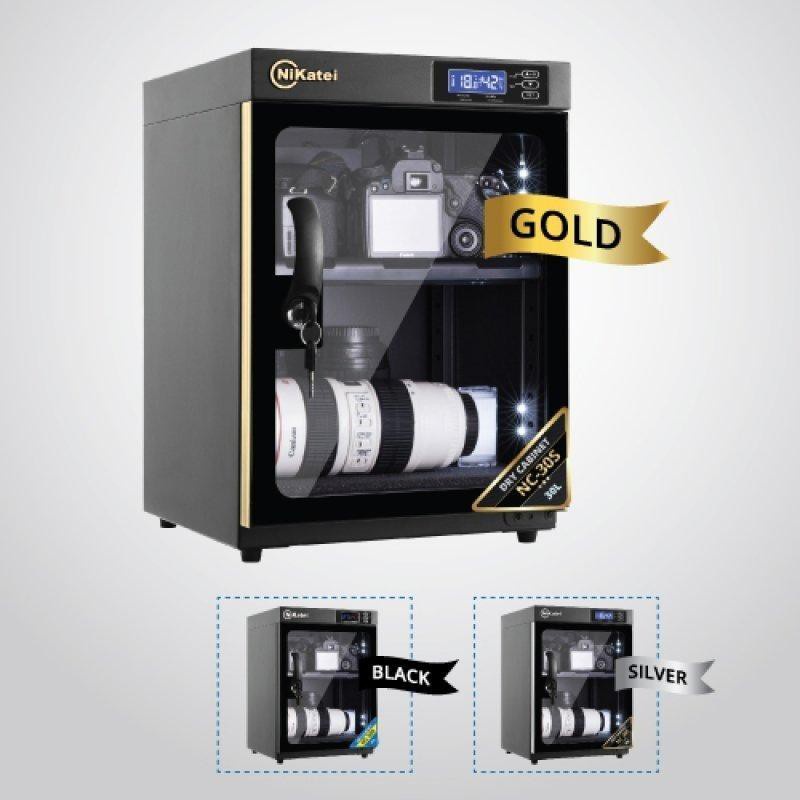 [Mau giao hàng] Tủ chống ẩm Nikatei NC-30S GOLD (30 lít) + Bộ vệ sinh máy ảnh 8 in 1