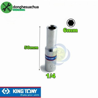 Tuýp 6mm loại 1/4 có 6 cạnh kingtony 223506m dài 50mm