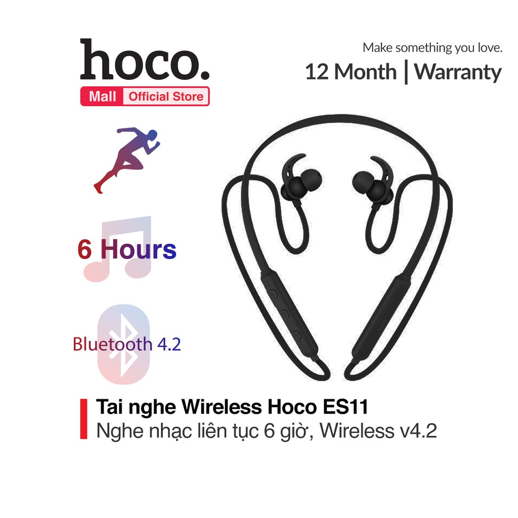 Tai nghe Wireless thể thao Hoco ES11, với thời gian nghe nhạc lên đến 6 giờ, thiết kế kháng nước dành riêng cho thể thao