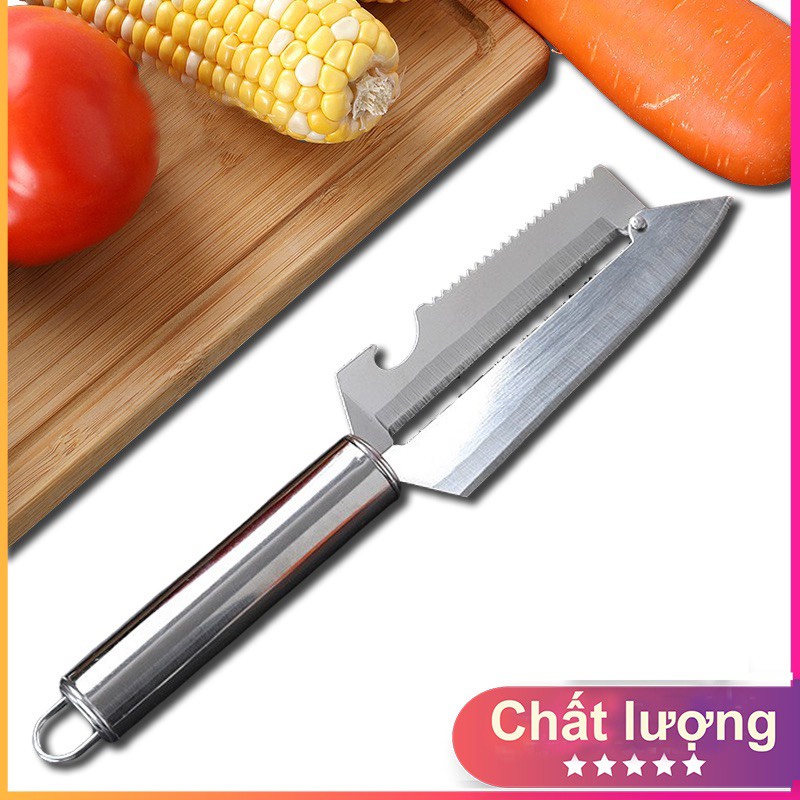 Dao Bào Inox 2 Lưỡi Gọt Vỏ Rau Củ Quả Đa Năng, Khui Nắp, Đánh Vảy, Hàng Dày Dặn, Sáng Bóng