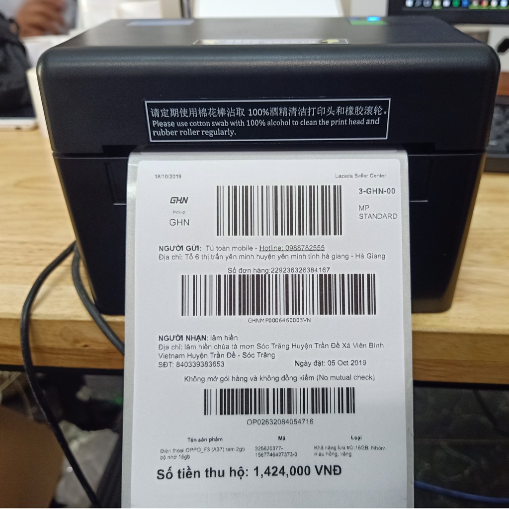 Máy in mã vạch, tem nhãn, in đơn shopee, TMĐT chính hãng Xprinter XP-DT108B LABEL