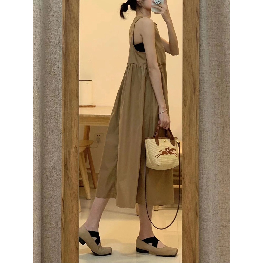 Xiaozhainv Đầm Dài Không Tay Kiểu Pháp Thời Trang Mùa Hè Thanh Lịch Cho Nữ