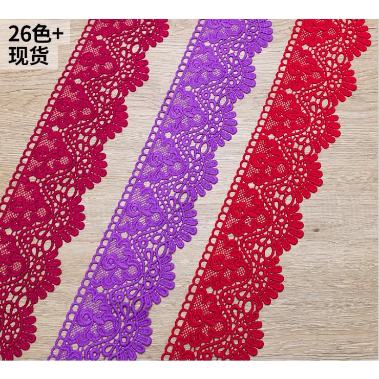 Phụ kiện vải ren lụa sữa co giãn thêu hình vương miện 10cm*1 thước Anh trang trí quần áo cho nữ