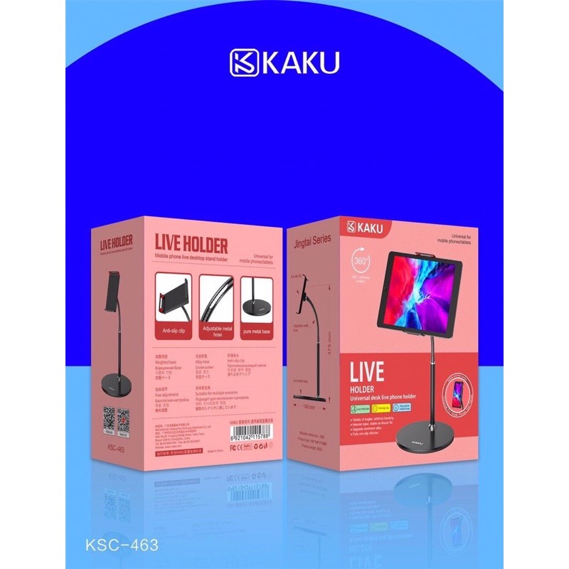 CHÍNH HÃNG Giá đỡ KẸP điện thoại MÁY TÍNH BẢNG IPAD để TRÊN bàn KAKU KS - 463 HỌC ONLINE LIVESTREAM CHƠI GAME