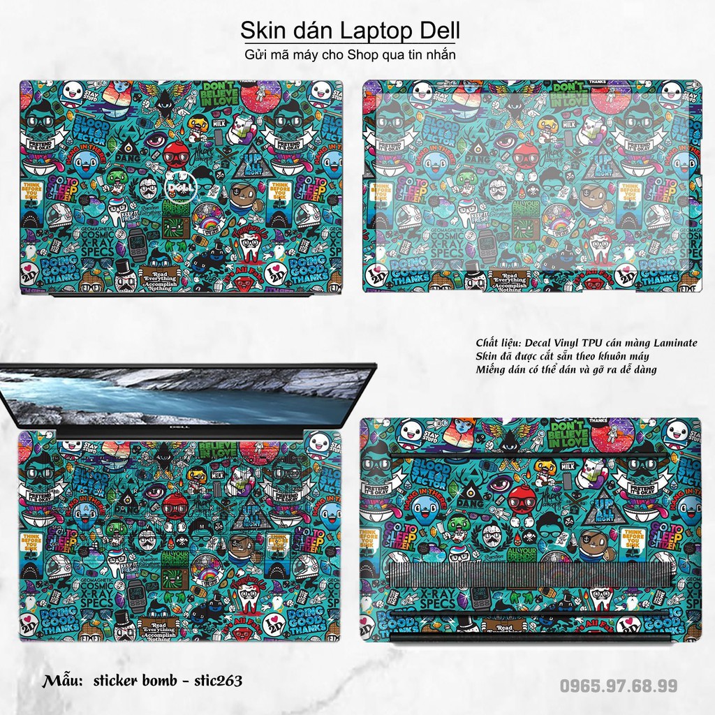 Skin dán Laptop Dell in hình sticker bomb nhiều mẫu 2 (inbox mã máy cho Shop)