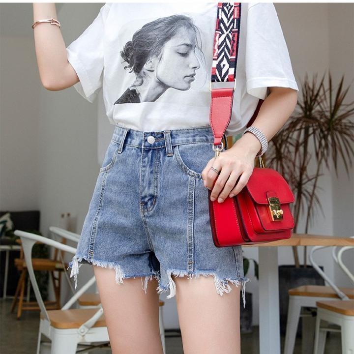 Quần Short Denim Ống Rộng Lưng Cao Thời Trang Hàn Quốc Dành Cho Nữ