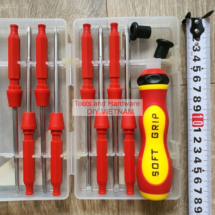 Bộ Tua Vít cách điện đa năng 8 đầu vít bake, dẹt, hoa thị các loại, bảo hành 12 tháng
