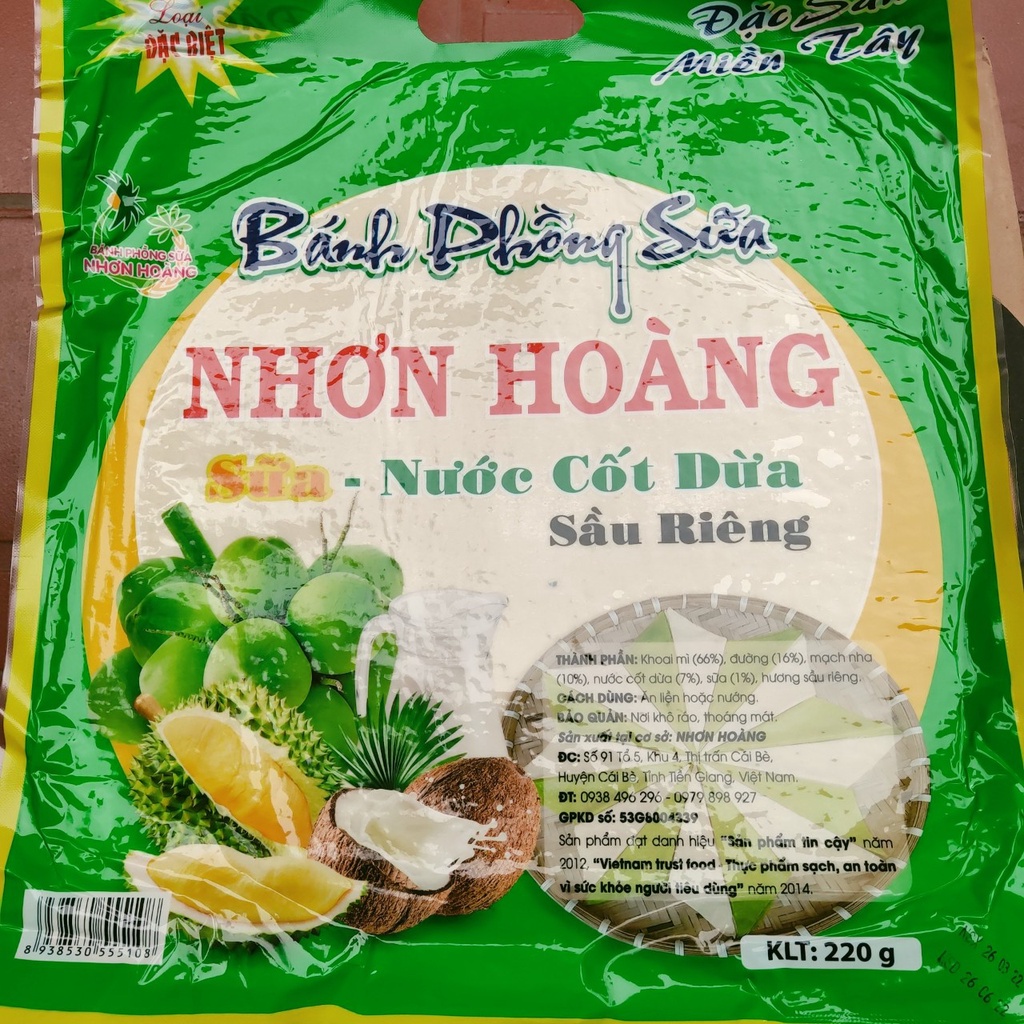 [Siêu To]Bánh Phồng Sữa Sầu Riêng Nhơn Hoàng, Thúy Lan Thơm Ngon