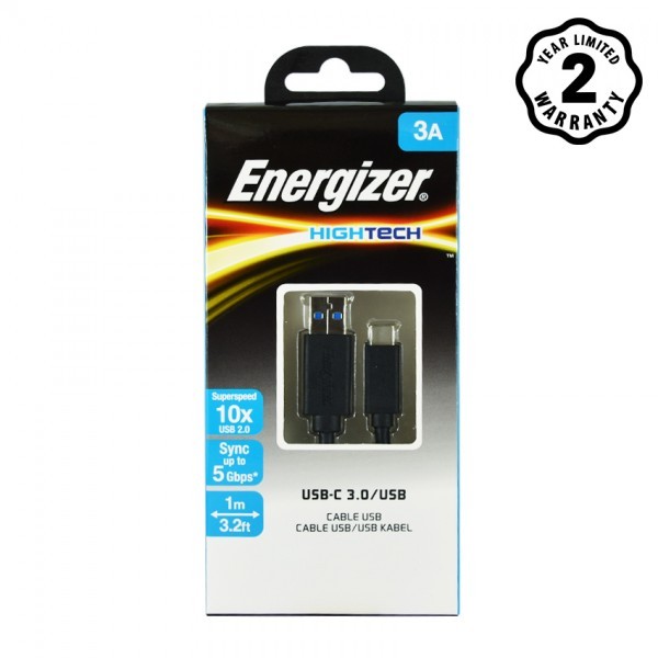 [Mã ELDTRJUL giảm 5% đơn 150K] Cáp USB C3.0 A MALE Energizer HT màu đen, dài 1m - C11C3AMGBK4