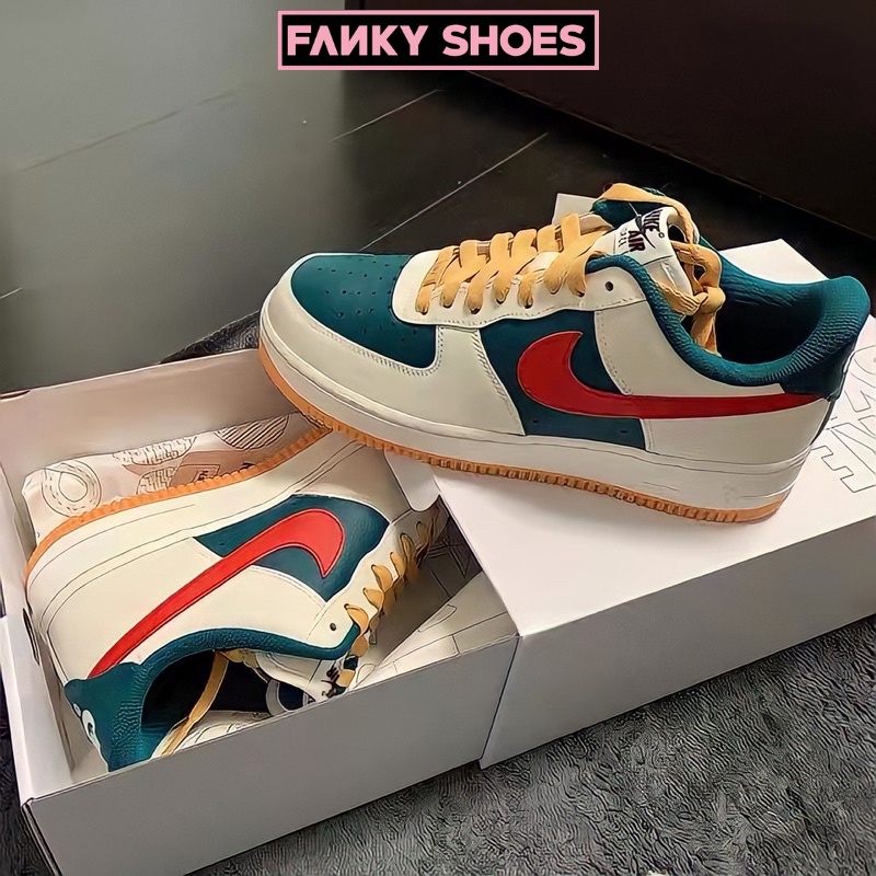 Giày Nike Air Force 1 Gucci, Giày Sneaker AF1 Xanh Đỏ Nam Nữ Thể Thao Cổ Thấp Cao Cấp Full Box Bill