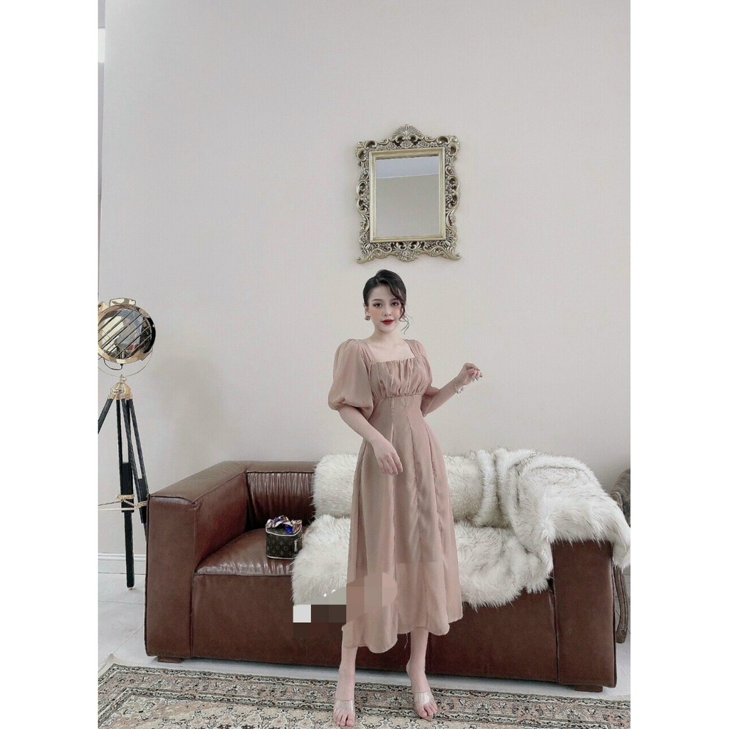 Đầm nữ tiểu thư chiffon xếp ly 2 lớp | BigBuy360 - bigbuy360.vn