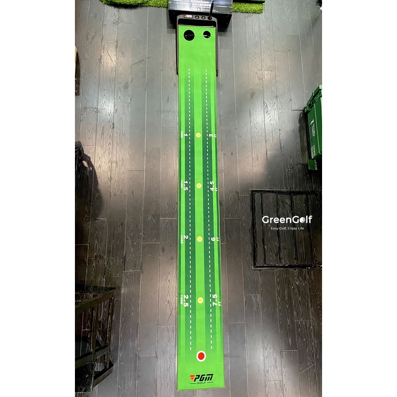 Thảm Putt Golf Mẫu Mới Tự Động Bật Bóng Trả Lại/ Có Vạch Line Khoảng Cách/ Chính Hãng PGM/ Kích Thước 0.4x3m