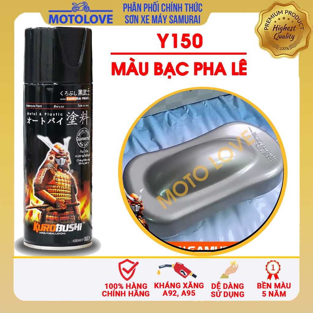 Combo Sơn Samurai màu bạc pha lê Y150 loại 2K chuẩn quy trình độ bền 5 năm gồm 2K04 - 124- Y150 -2k01 hàng nhập khẩu.