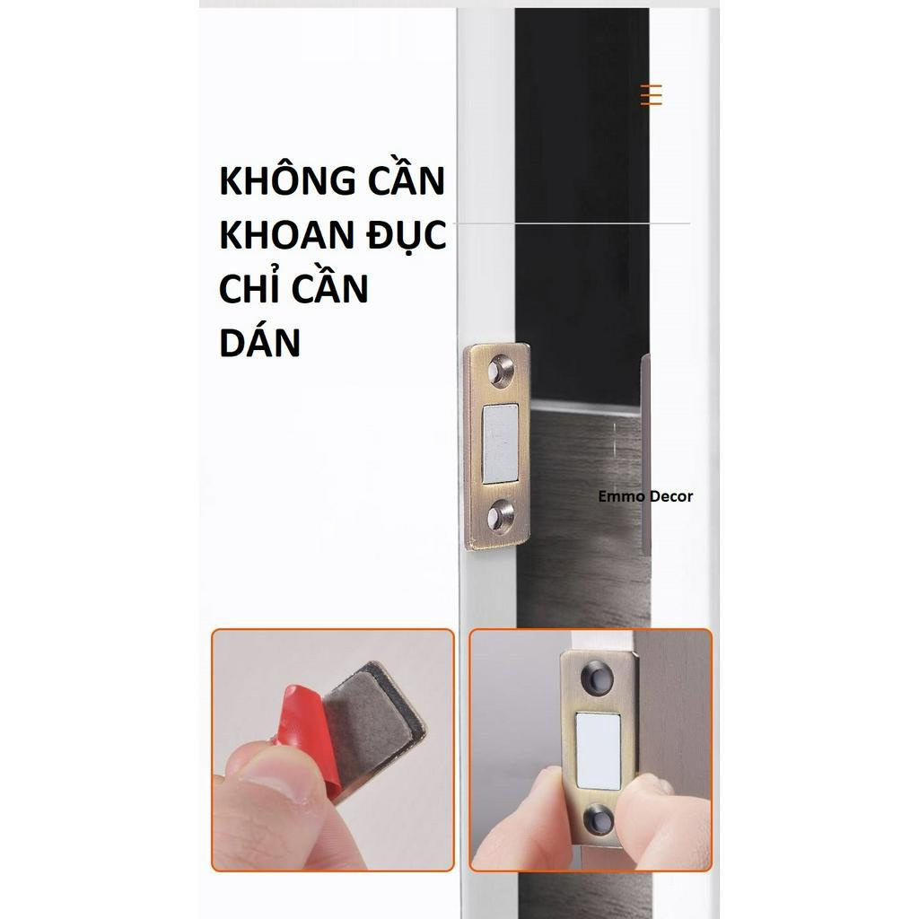 Nam Châm Gắn Cửa Lực Hút Cực Mạnh, Thép Siêu Bền, Keo 3M - Dán Chốt Tủ Quần Áo, Ngăn Kéo, Cửa Ra Vào Tiện Lợi
