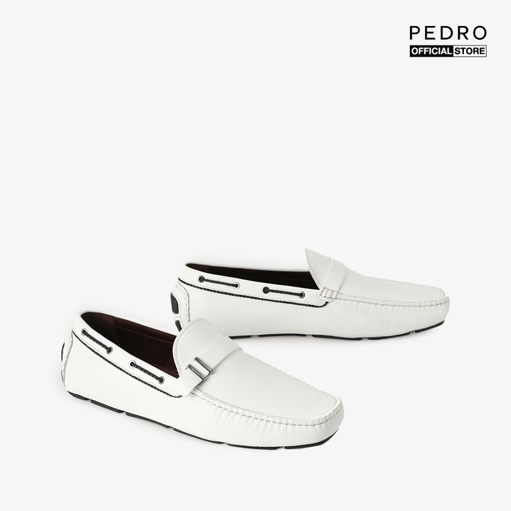 PEDRO - Giày lười nam mũi vuông Embossed Buckled Leather Moccasin PM1-65110238-03