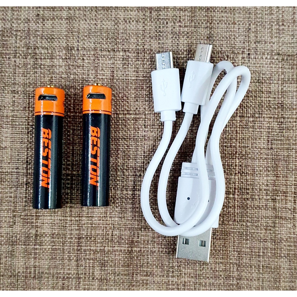 Bộ 2 Viên Pin Đũa Sạc BESTON AAA 1.5V Tự Sạc Bằng Dây Cáp, Dùng Cho Điều Khiển Tivi, Chuột Không Dây, Đồng Hồ Để Bàn