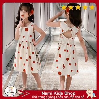 [XẢ KHO LẺ SIZE] [235] Váy hè bé gái họa tiết chấm bi chất cotton Quảng Châu mỏng mát