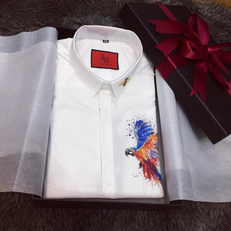 áo sơ mi in hình chim phung sang chảnh tính tế GKM