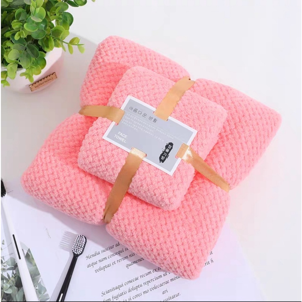Set 2 khăn tắm gội túi lưới siêu thấm hút, không phai màu