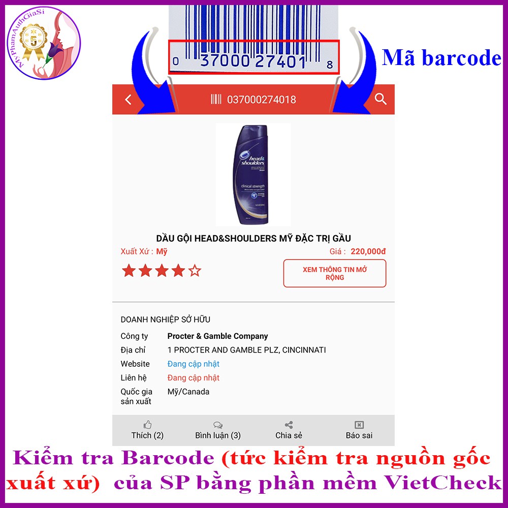 Dầu gội thuốc Head and Shoulder ngăn ngừa gàu và sảng khoái da đầu 400ml Mỹ