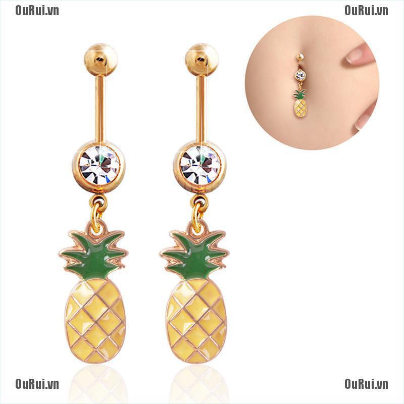 Khuyên Rốn Hình Quả Dứa Bằng Thép Y Tế Chất Lượng Cao