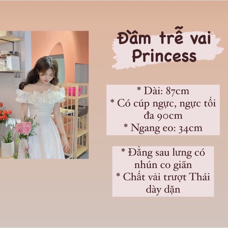 ĐẦM TRỄ VAI PRINCESS TRẮNG FREESIZE