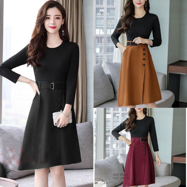 Chân váy chữ A phối nút sang trọng