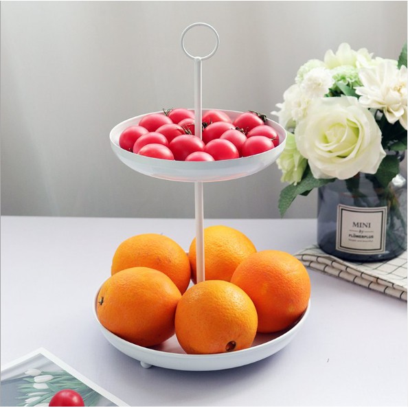 Khay đựng bánh kẹo 2 tầng chất liệu nhôm nhiều màu