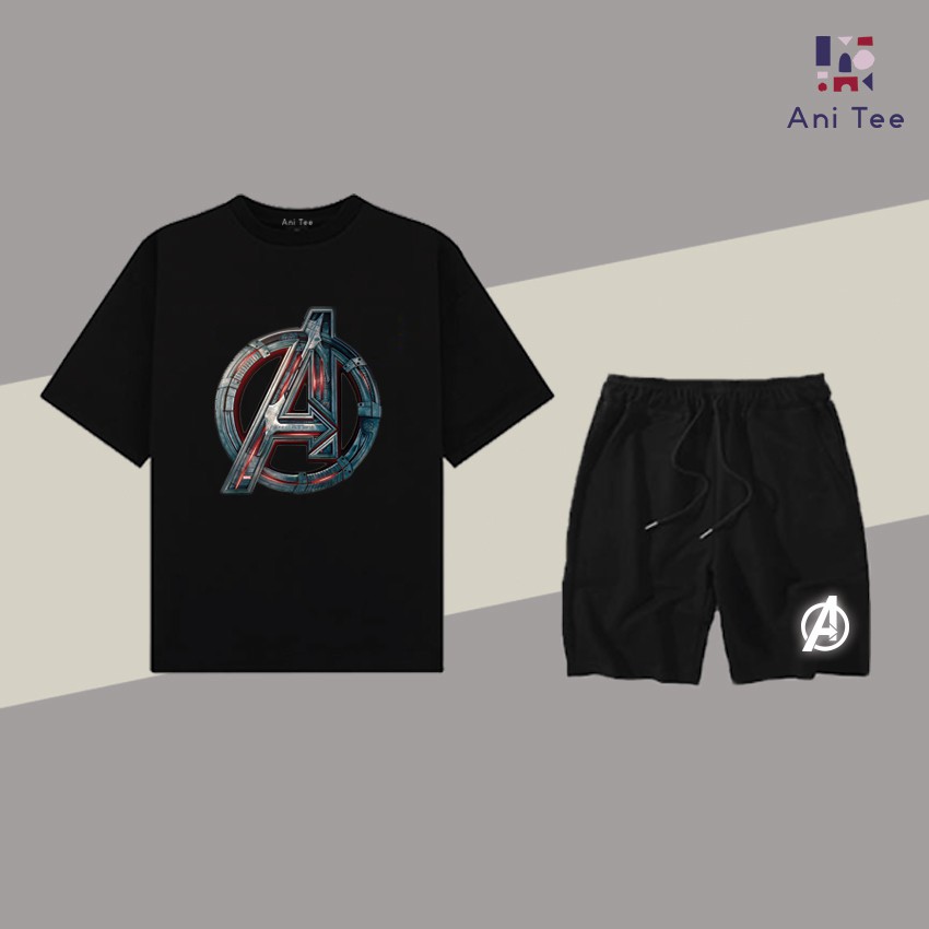 [UNISEX] COMBO ÁO THUN COTTON + SHORT KAKI AVENGER IN PHẢN QUANG