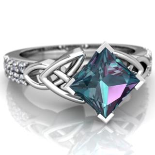 Nhẫn Mạ Bạc   Đính Đá Topaz Cầu Vồng Sang Trọng