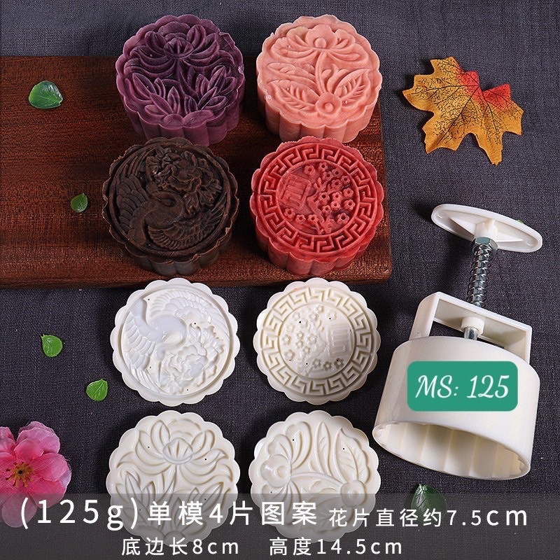 Khuôn trung thu lò xo 125g - 4 mặt hình tròn( ms 125)