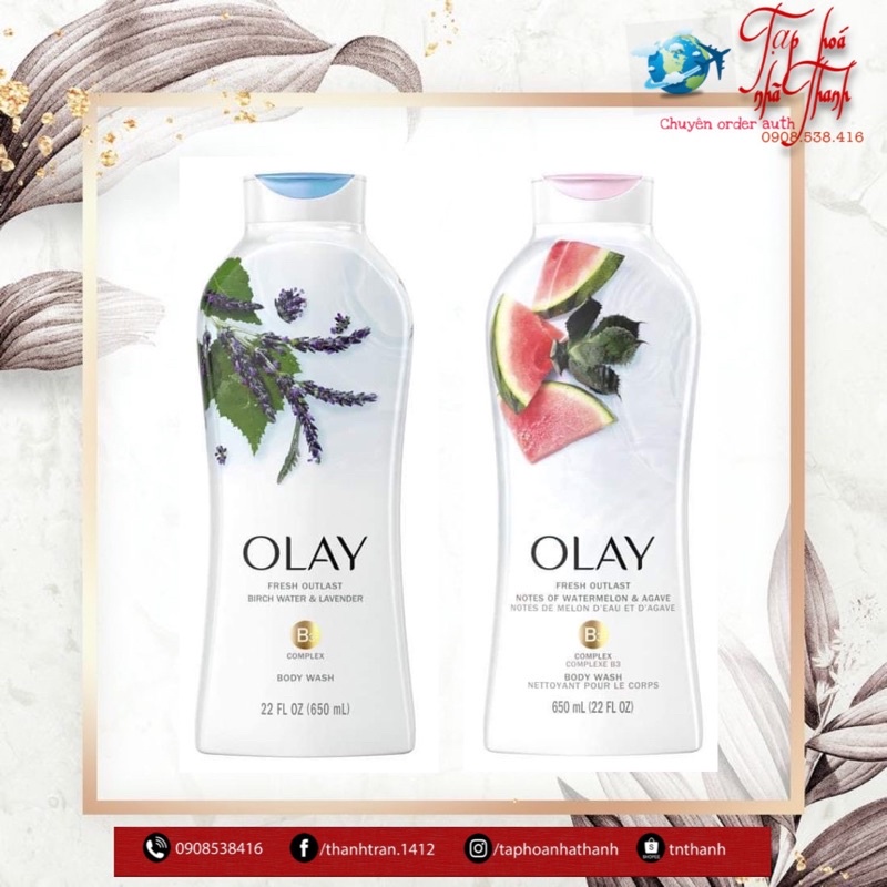 [Săn Sale 50% chai 650ml] SỮA TẮM OLAY MỸ DƯỠNG TRẮNG, DƯỠNG ẨM, CHỐNG LÃO HOÁ DA