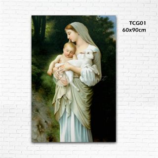Tranh canvas đức mẹ 60x90 giá kèm khung