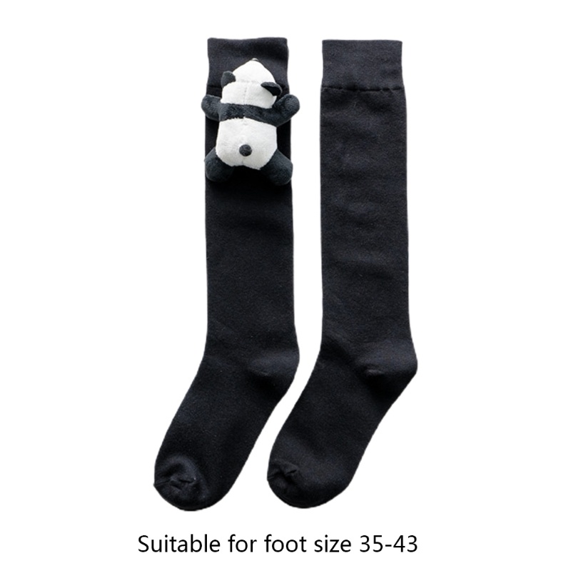 Vớ Cao Đến Đầu Gối In Họa Tiết Gấu Trúc 3D Nhồi Bông Dễ Thương Phong Cách Nhật Bản Dành Cho Nữ