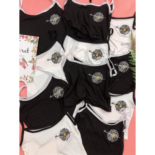 Áo 2 dây croptop thêu hoa thun lạnh