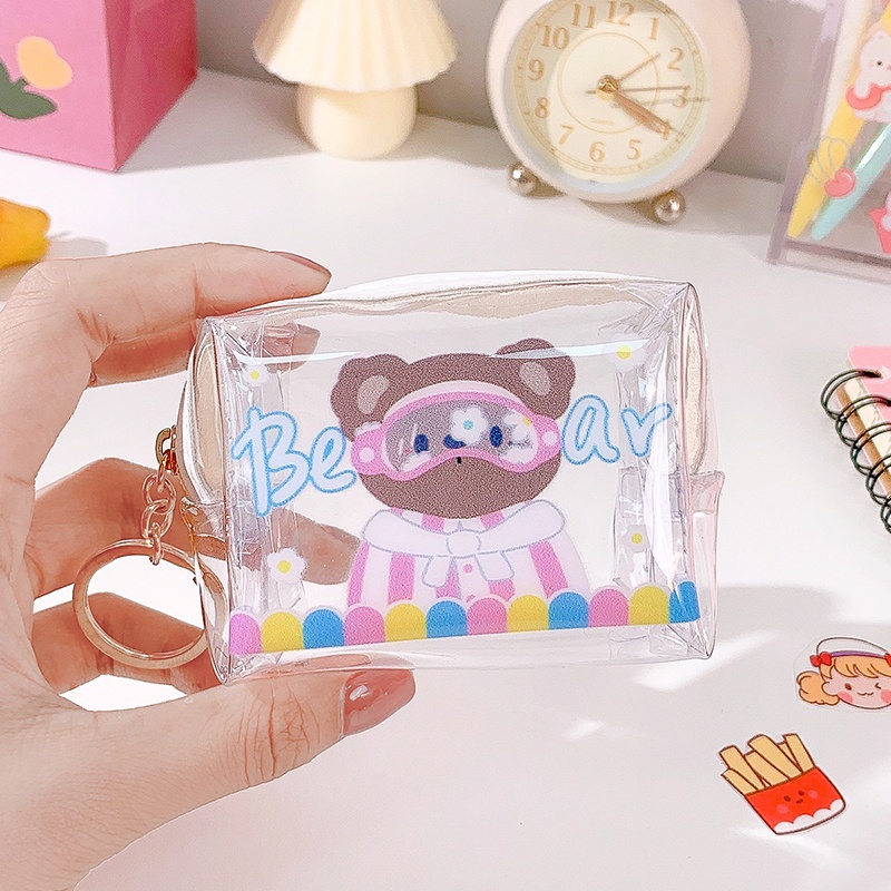 Túi Đựng Tiền Xu mini Trong Suốt Chống Thấm Nước In Họa Tiết Hoạt Hình Dễ Thương Cho Học Sinh