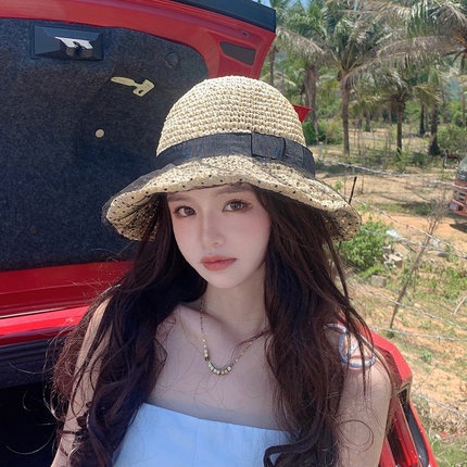 Nón Cói Rộng Vành Phối Ren Phong Cách Hàn Quốc Mẫu Mới Dành Cho Nữ Đi Biển