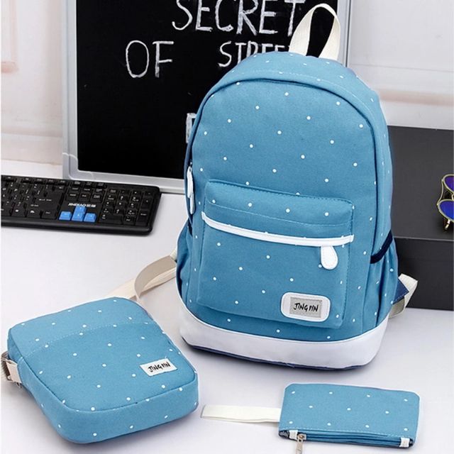 BỘ BA MÓN BALO TÚI XÁCH,BALO CHẤM BI THỜI TRANG,BA LÔ CAO CẤP,BALO VẢI BỐ,BA LÔ CANVAS,BALO ĐẸP,BALO NỮ,BALO TEEN,BALORE