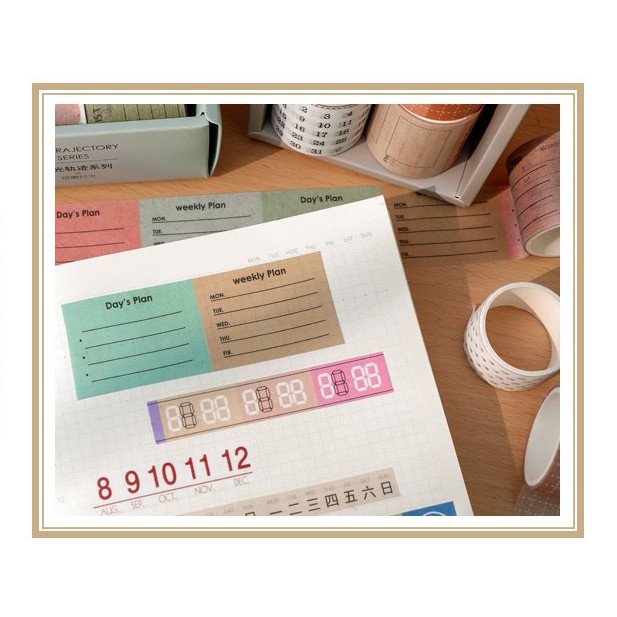 Set 10 washi tape plan, ngày tháng băng keo giấy lập kế hoạch