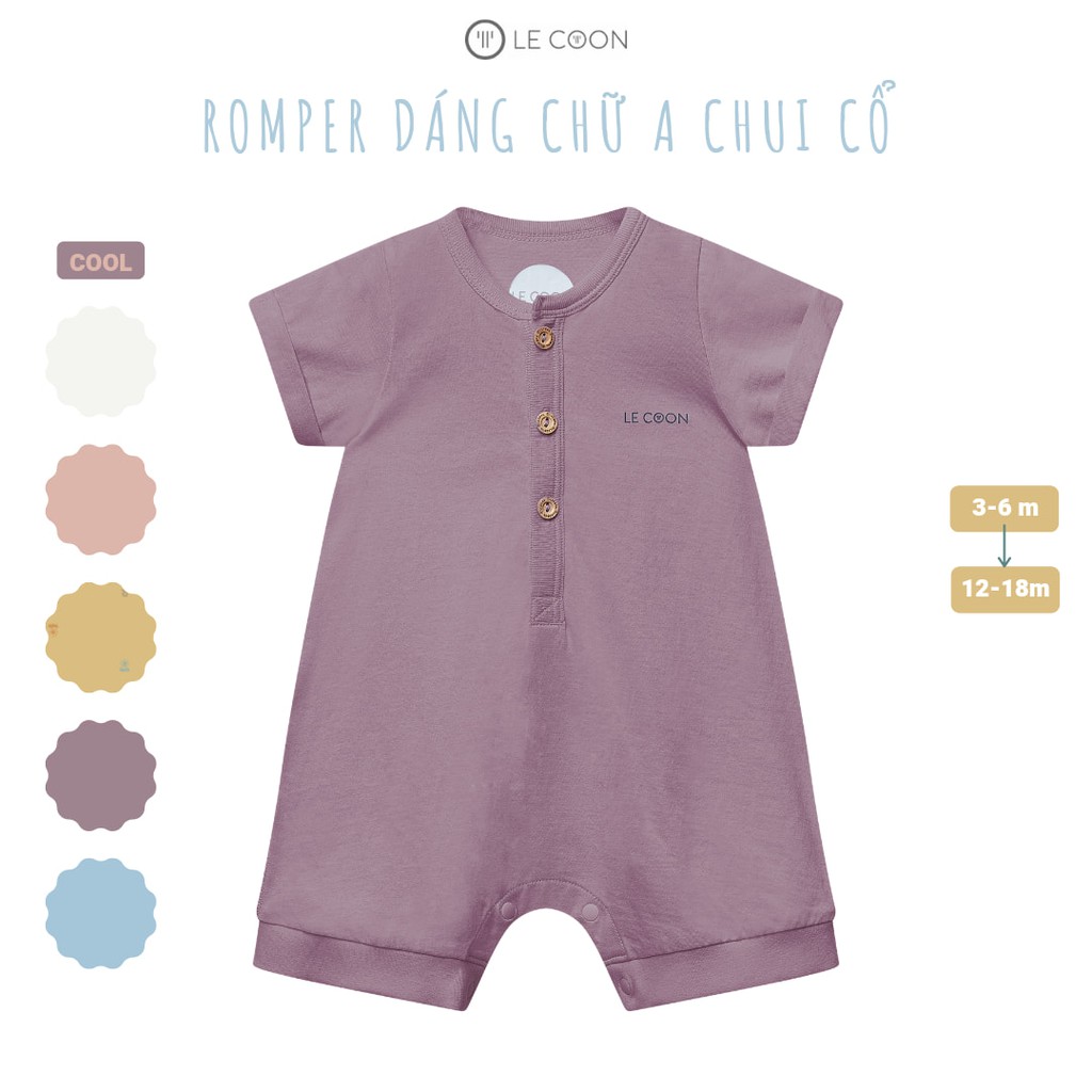 LE COON - Body Romper  lecoon dáng A chui cổ cho  bé 100% cotton LC0660