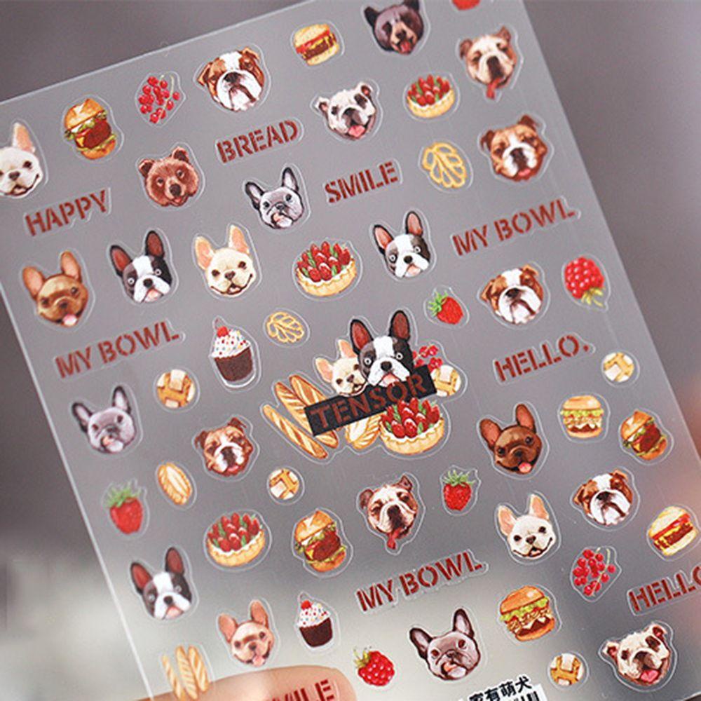 OCEANMAP Miếng Dán Trang Trí Móng Tay 5D DIY Hình Chú Chó Và Dâu Tây Đáng Yêu