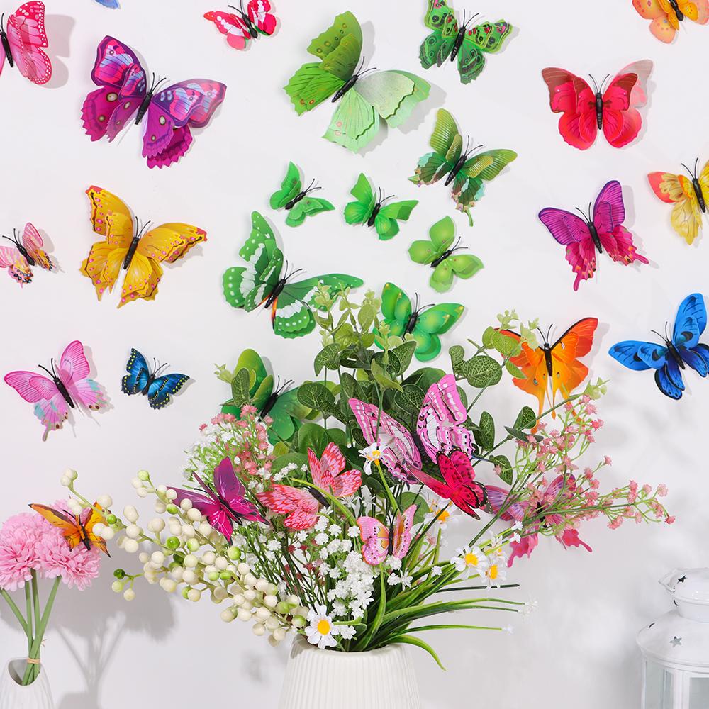 Sticker Dán Tường Họa Tiết Hình Con Bướm Nhiều Màu Sắc Dùng Trong Trang Trí Phòng Ngủ