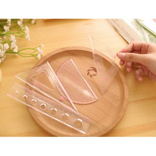 Bộ eke thước kẻ sumikko EKS1 dễ thương hình hoa