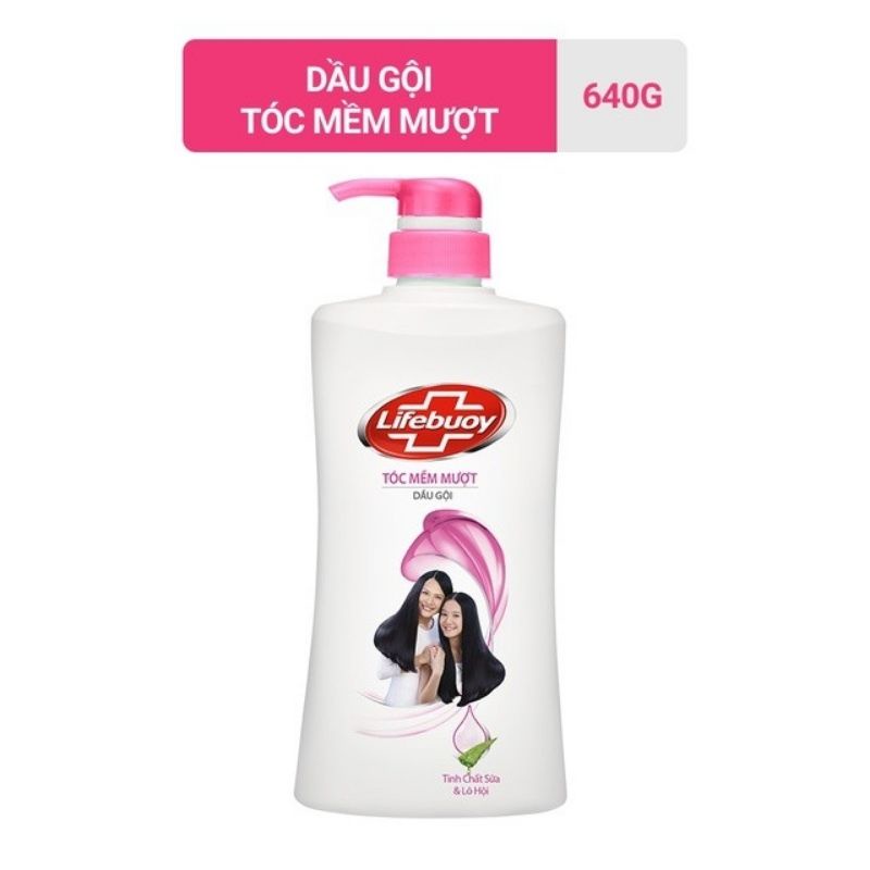 Dầu gội Lifebuoy Tóc Dày Óng Ả Xanh và Tóc Mềm Mượt Hồng 640g